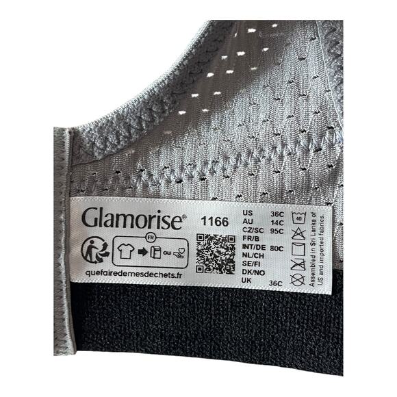 Glamorise Sport Bra 1166 Full-Figure Adjustable Wireless black gray size 36C - Picture 4 of 7